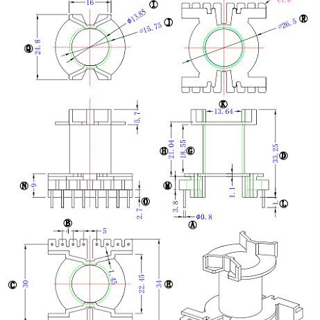 PQ3230电木骨架PQ3230高频变压器骨架立式8+8针