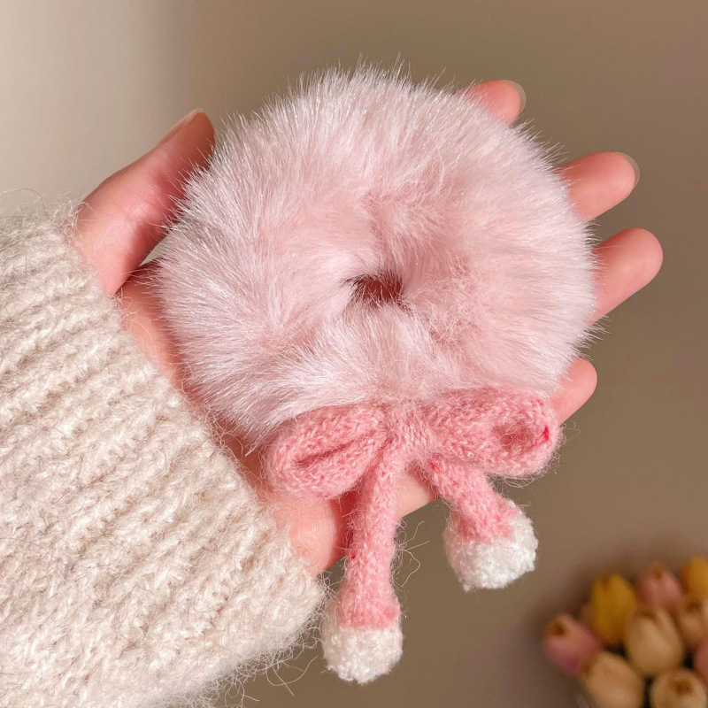 핑크 리본 머리끈