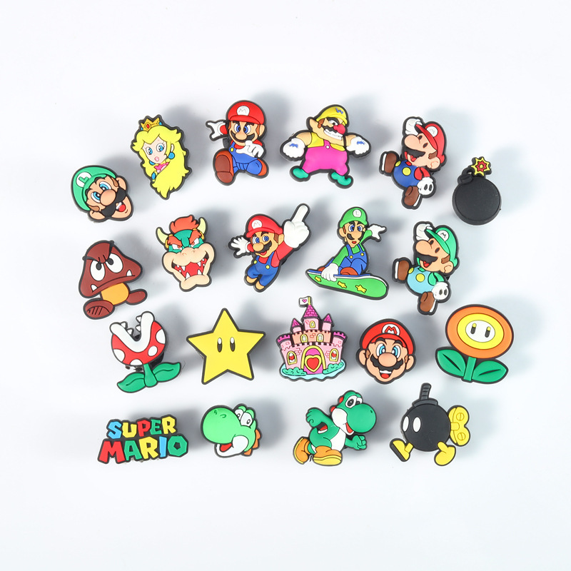 24 Super Mary PVC Shoe Flower Shoe Buckle Jewelry DIY Accessories Decoration Cross-border Wholesale Novelty Hole Shoes Shoe Flower