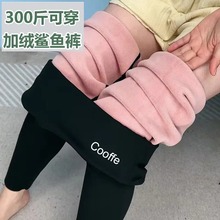 秋冬新款200斤加大码加绒鲨鱼裤女高腰打底裤加厚保暖瑜伽芭比裤