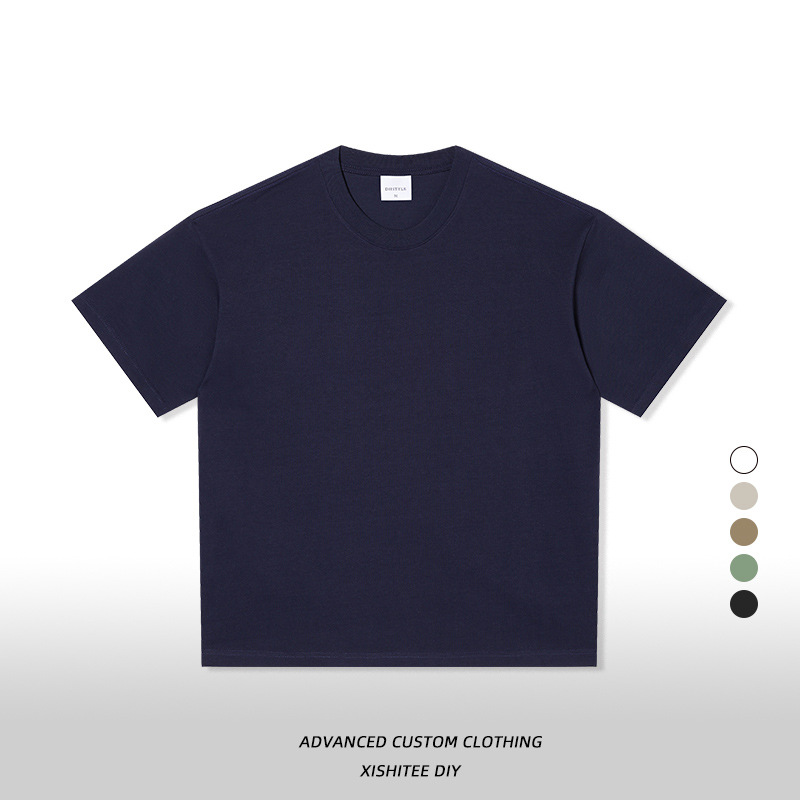 Camiseta blanca de manga corta de algodón puro para hombre, talla europea y americana extragrande de 280 g, personalizada, moderna y fresca para el verano. image 19