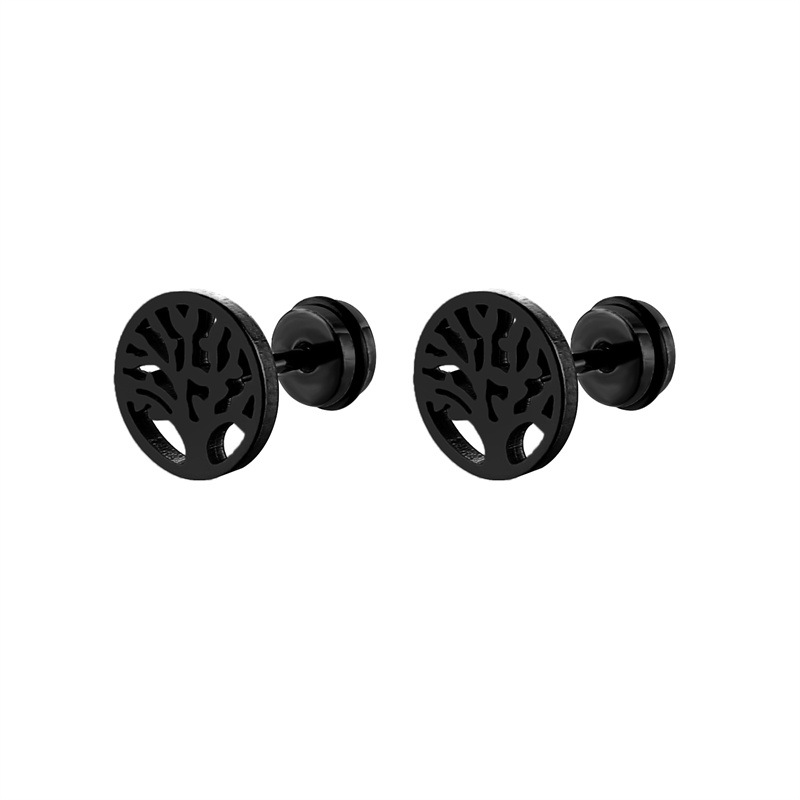 9g Weight 316 Stainless Steel Ear Needle Material Ear Studs Classification 1 Piece Quantity 316 Stainless Steel  Geometric Life Tree Elegant Ear Studs For Unisex