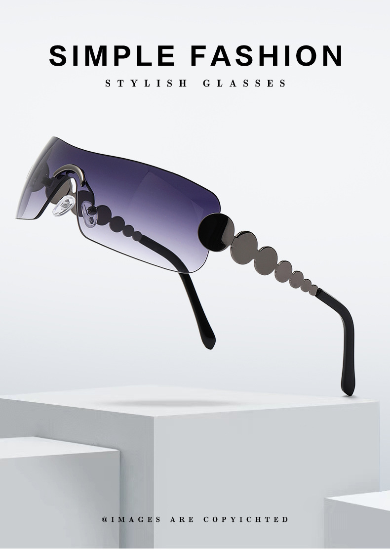 58g Weight Frameless Glasses Structure Sunglasses Classification PC, UV400 Protection Lens Material Square Glasses Style Holiday, Travel Occasion Solid Color Pattern Women's Gender Vintage Style, Classic Style Style Grey, Gold Color Vintage Style Classic Style Solid Color PC UV400 Protection Square Frameless Women's Sunglasses 2