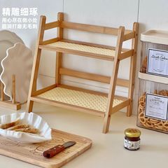 物置棚が着地した多層デスクトップ台形物置棚本棚一体ネット赤プラスチック藤クリーム風家庭用キッチン棚