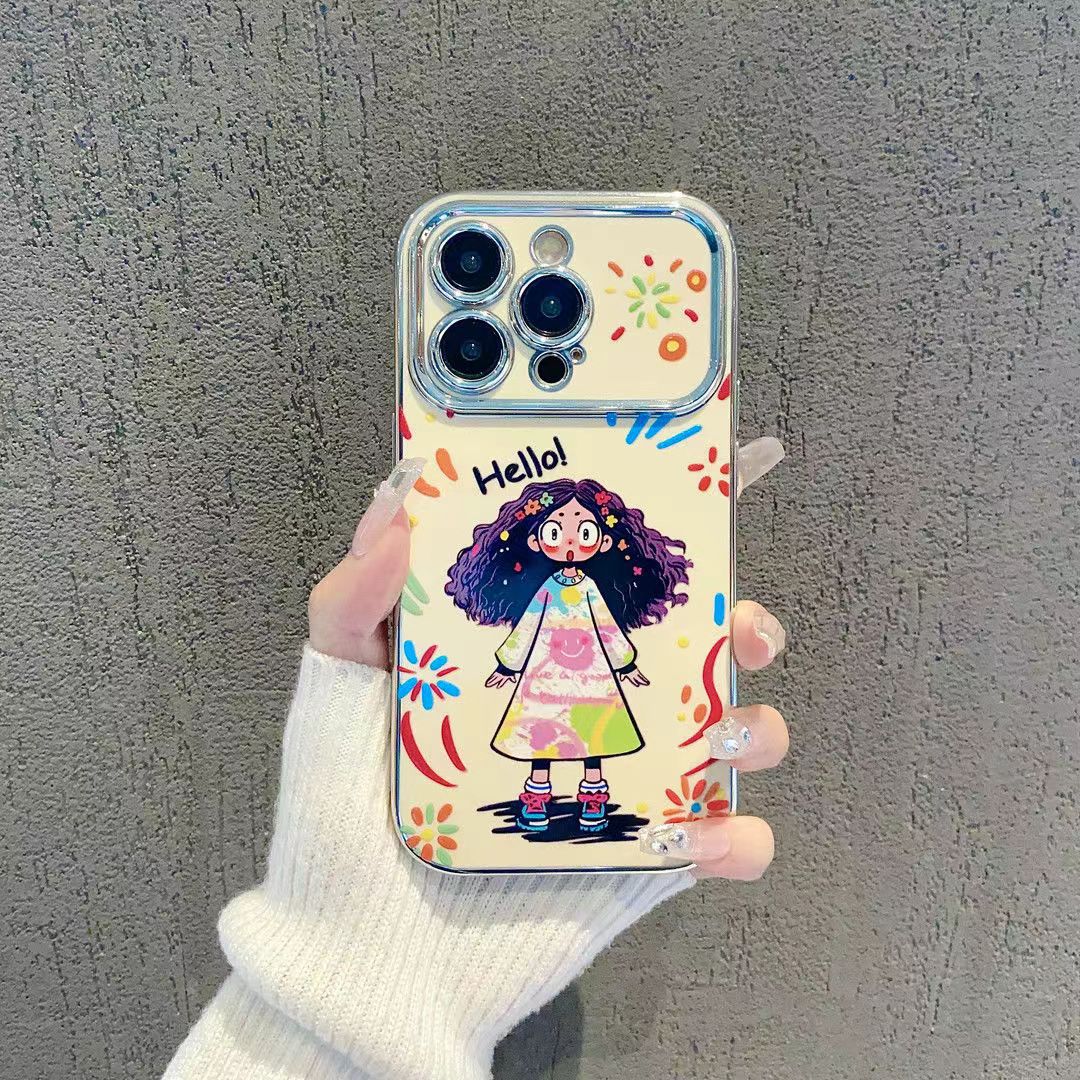 ins涂鸦女孩苹果15PROMAX手机壳14PRO防摔13/12小众15视窗xs/15P