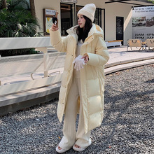 女装中戏长款羽绒服女过膝大口袋加厚2025冬新款高级感超长情侣