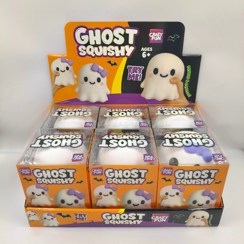 Crazy Fun Ghost Squishy Crazy Fun Ghost Squishy Toy with White and Purple Bow