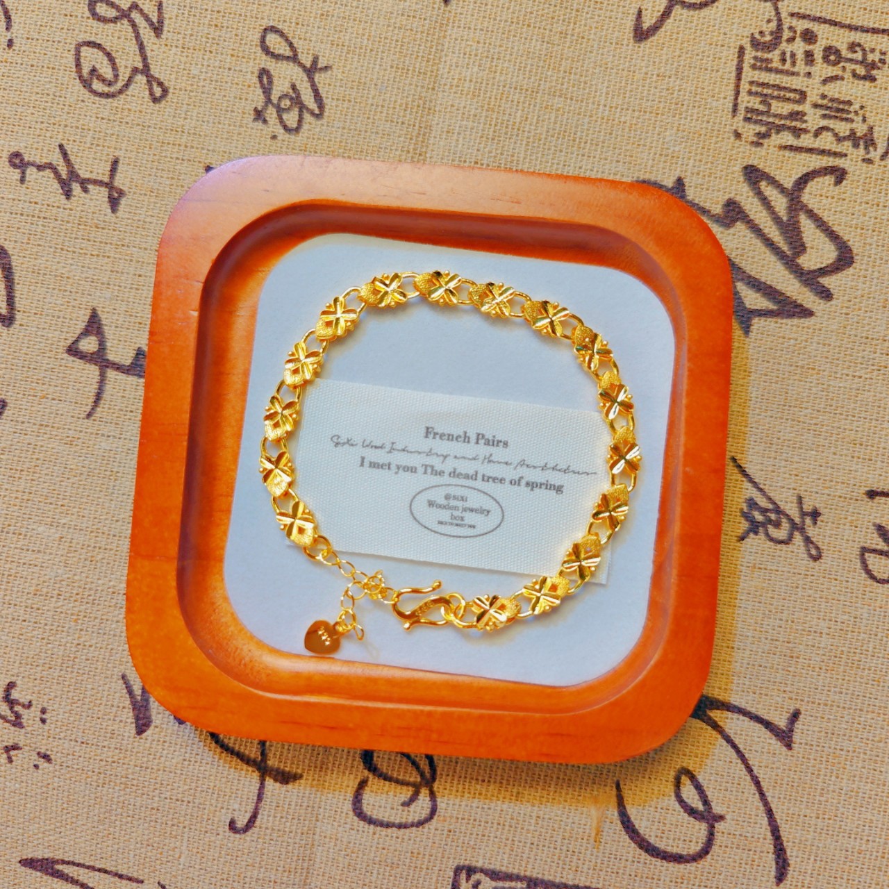 [Take on Delivery] Vietnamese Sand Gold Four-Leaf Clover Chain Flower Bracelet Women's Imitation Gold-Plated Jewelry Fashion