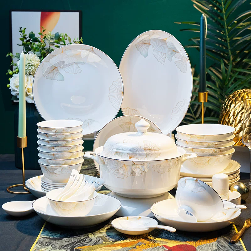 Ceramic tableware, set, light luxury style, Birthday gift, simple and elegant design