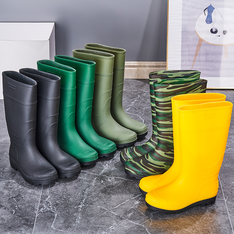 Férfi Cipők Esőcsizma férfi esőcsizma bársony vastagított vízálló középmagas cső kültéri gumicipő csúszásmentes kopásálló vízcipő férfi_voghion.com