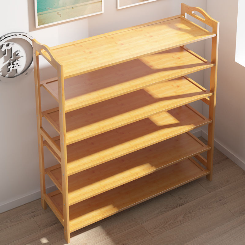 Zapateros de bambú, zapateros domésticos simples de varias capas, zapateros, zapateros, cabezas de madera no maciza, estantes de almacenamiento de dormitorios ensamblados en la puerta