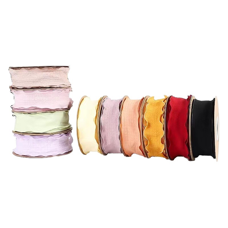 2,5 cinta plisada pastel de flores cola de pescado cinta de hilo embalaje para hornear caja de regalo de encaje arco de encaje DIY