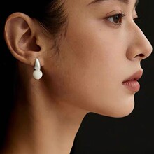 复古高级南红玛瑙耳钉轻奢气质中古拉丝银耳环通勤小众新中式耳饰