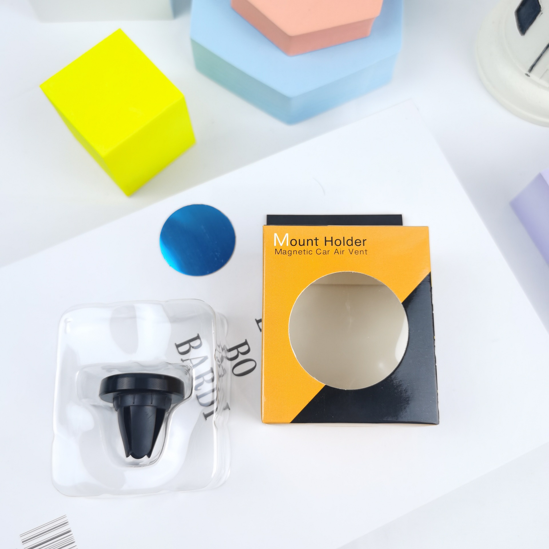 Soporte para teléfono móvil redondo coche aire acondicionado salida de aire imán magnético coche perezoso titular para teléfono móvil registro imprimible