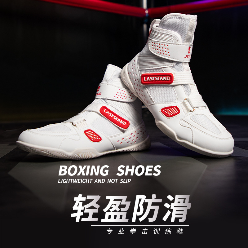 Professional Boxing Shoes for Kidsren Training Sanda Fighting Wrestling Shoes Boots Fighting Men and Women Kidsren's Non-Slip Breathable Mid-High Tops