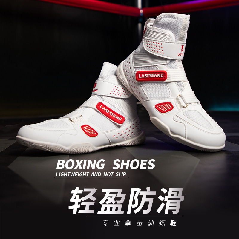 Professional Boxing Shoes for Kidsren Training Sanda Fighting Wrestling Shoes Boots Fighting Men and Women Kidsren's Non-Slip Breathable Mid-High Tops