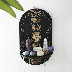 亞馬遜跨境木質擺件雕刻圖案工藝品 創意家居牆壁水晶懸掛展示架