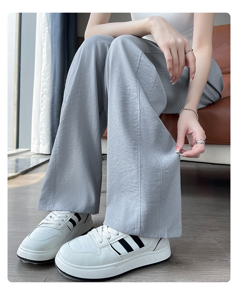 Quần culottes nữ ống rộng cạp cao chất liệu mềm mỏng mùa hè — màu xanh nhạt chi tiết 14