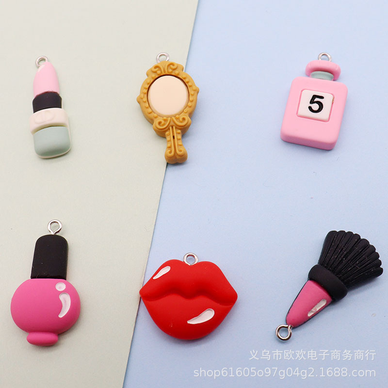 Resin simulation cosmetics perfume bottle lipstick mobile phone chain bag key chain earrings car hanging DIY accessories accessories