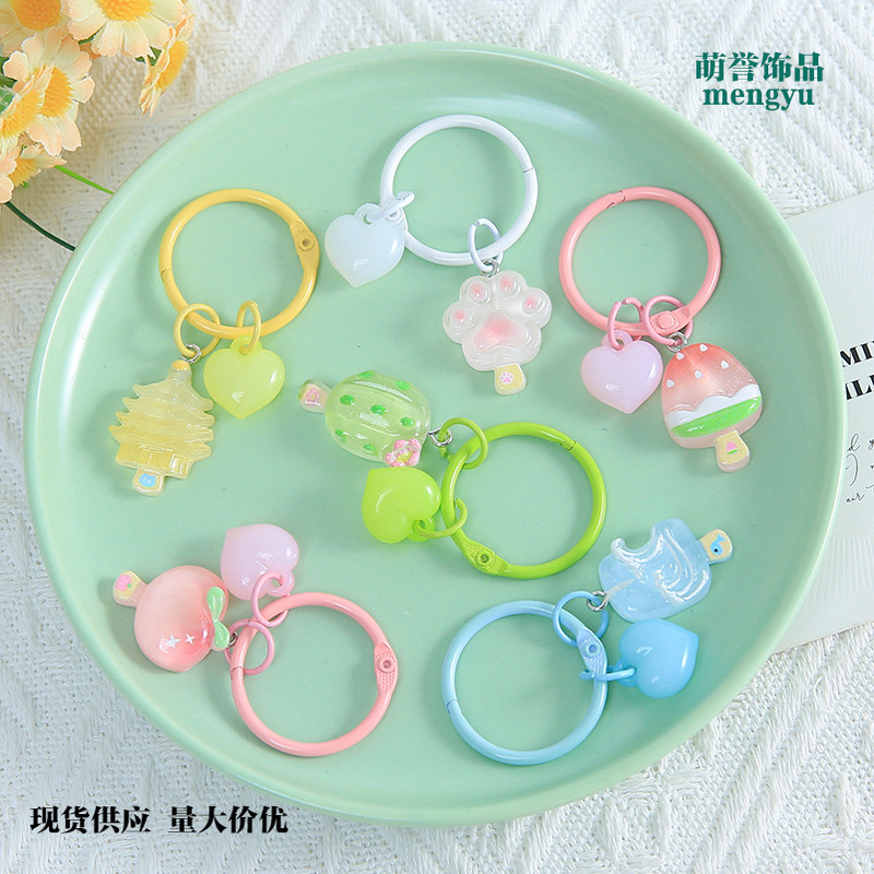 Creative colorful summer ice cream popsicle keychain DIY bead accessories materials, fresh and cute bag pendants wholesale