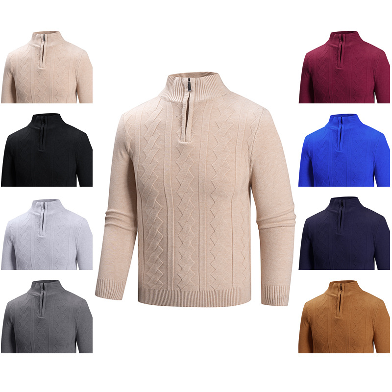 Suéter de punto con media cremallera para hombre: jersey extragrande de mezcla modal suave (transpirable, elástico y cómodo, 8 colores, corte holgado, lavable a máquina)_voghion.com