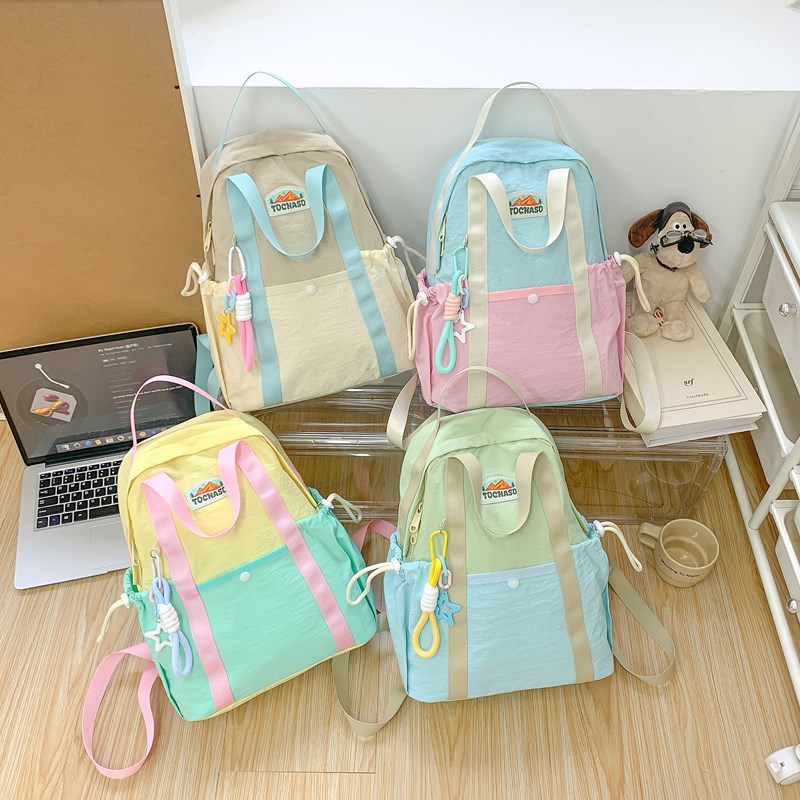 Mochila de color de contraste de moda para niños y niñas, mochila escolar de escuela primaria de gran capacidad, mochila de viaje para niños ligera y casual