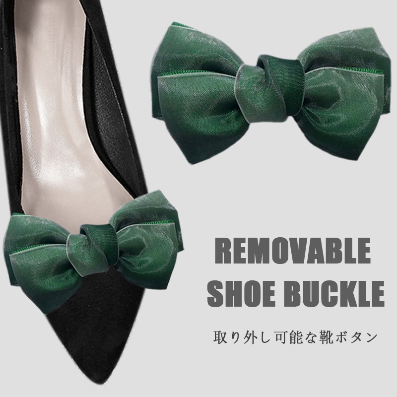 Extraíble zapato hebilla hecha a mano brillante hilo de seda con franela arco zapatos flor tacones altos zapatos accesorios zapatos Decoración