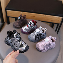 春秋季新款老爹鞋小童学步鞋男女童运动鞋旋转扣跑步鞋皮面单鞋潮