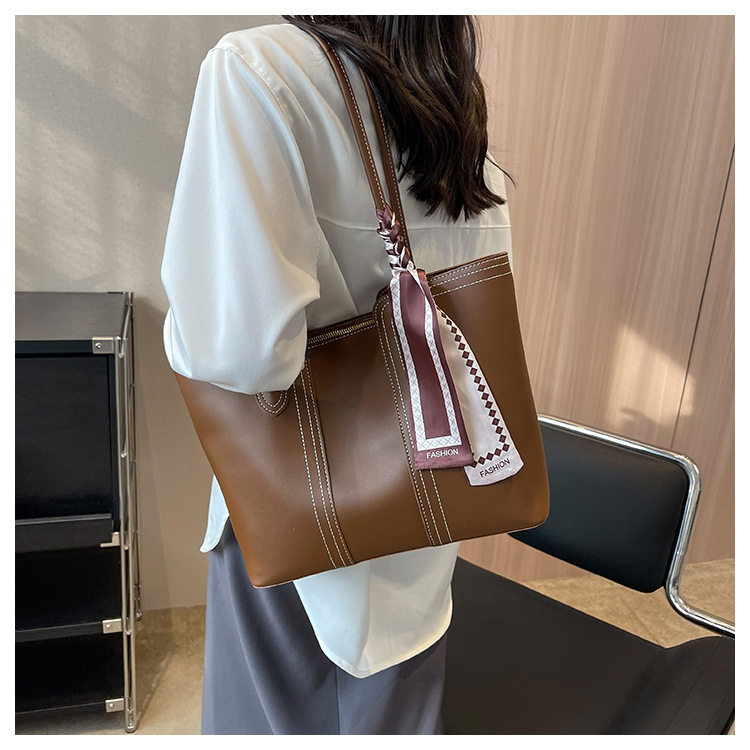 Túi tote nữ cỡ lớn đa năng đeo vai đi làm phong cách tối giản — Màu kaki, Màu nâu, Màu trắng, Màu vàng chi tiết 20