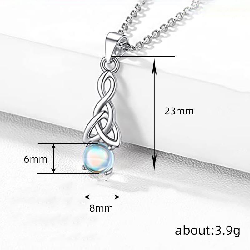 Moonlight Stone Necklace Set With Triangle Twisted Earrings_voghion.com