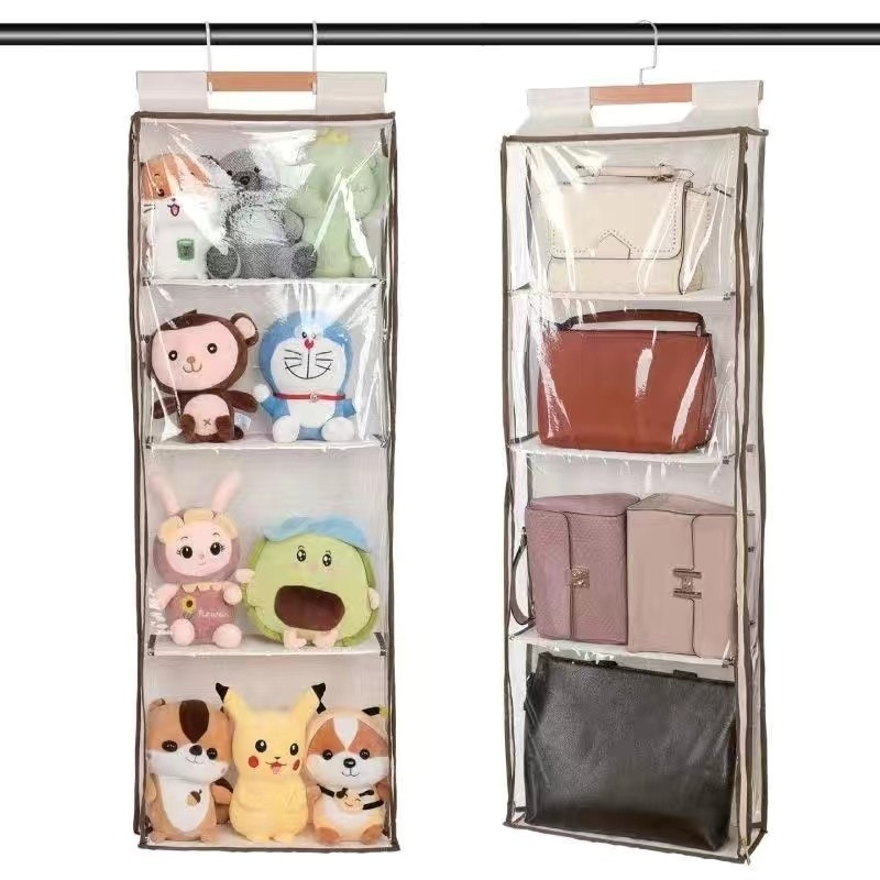 Puerta trasera bolsa a prueba de polvo almacenar bolsa colgante armario colgante bolsa colgante pared sombrero marco de acabado de tela transparente fijación Fengzhihe