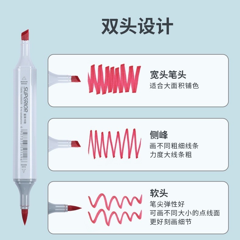 Fuller quinta generación de bolígrafo blando de un solo marcador de aceite de alcohol quinta generación de bolígrafo de doble cabeza superior