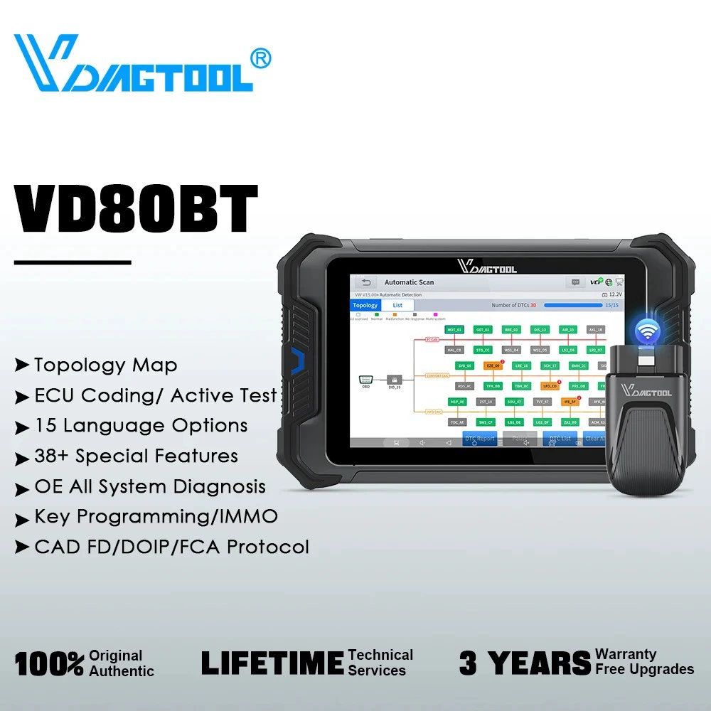VDIAGTOOL VD80 BT Автомобильный сканер с онлайн-кодированием DOIP