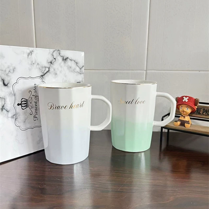 Brand coffee ceramic tea cup for beloved, gift box, capacious set, gradient