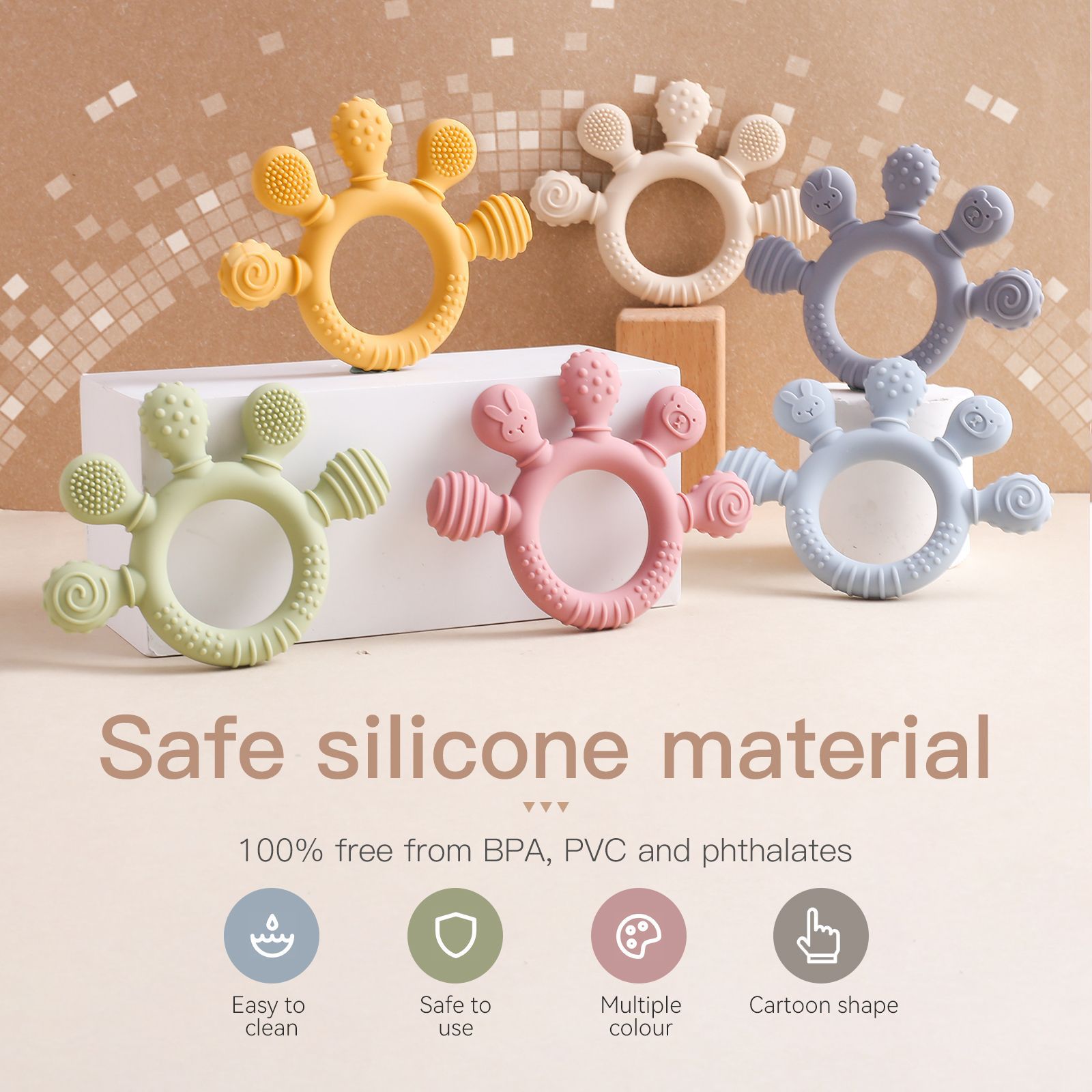 Cross-Border Best-Selling Baby Finger Silicone Teether, Anti-Chewing Bracelet for Babies during Teething Period, Silicone Teething Soothing Toy