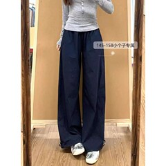 女性用ネイビーブルーオーバーオール、春夏新作、ハイウエスト、スリムオーバーオール、小柄な人向けカジュアルスタイルオーバーオール