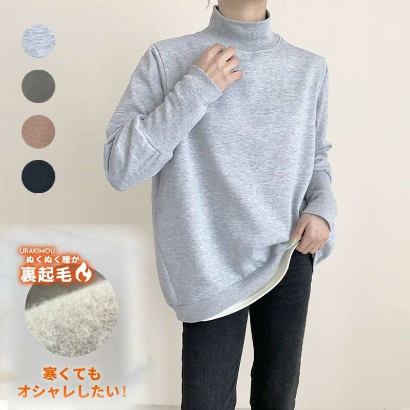 Внешняя торговля женская одежда 2025 Новый свитник с половинным вырезом с длинными манжетами простой свободный дикий топ