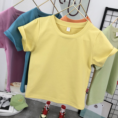 Children's Short Sleeve T-shirt  Boys Short Sleeve Cotton Girls Half Sleeve T-shirt Japanese Style Children's Clothing Baby Base Short Sleeve Top