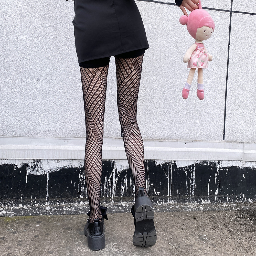 Netzstrümpfe Diamond Anti-Snag JK-Socken Schwarze Strümpfe Basissocken Dünne Hohlnetzstrümpfe 3091_voghion.com