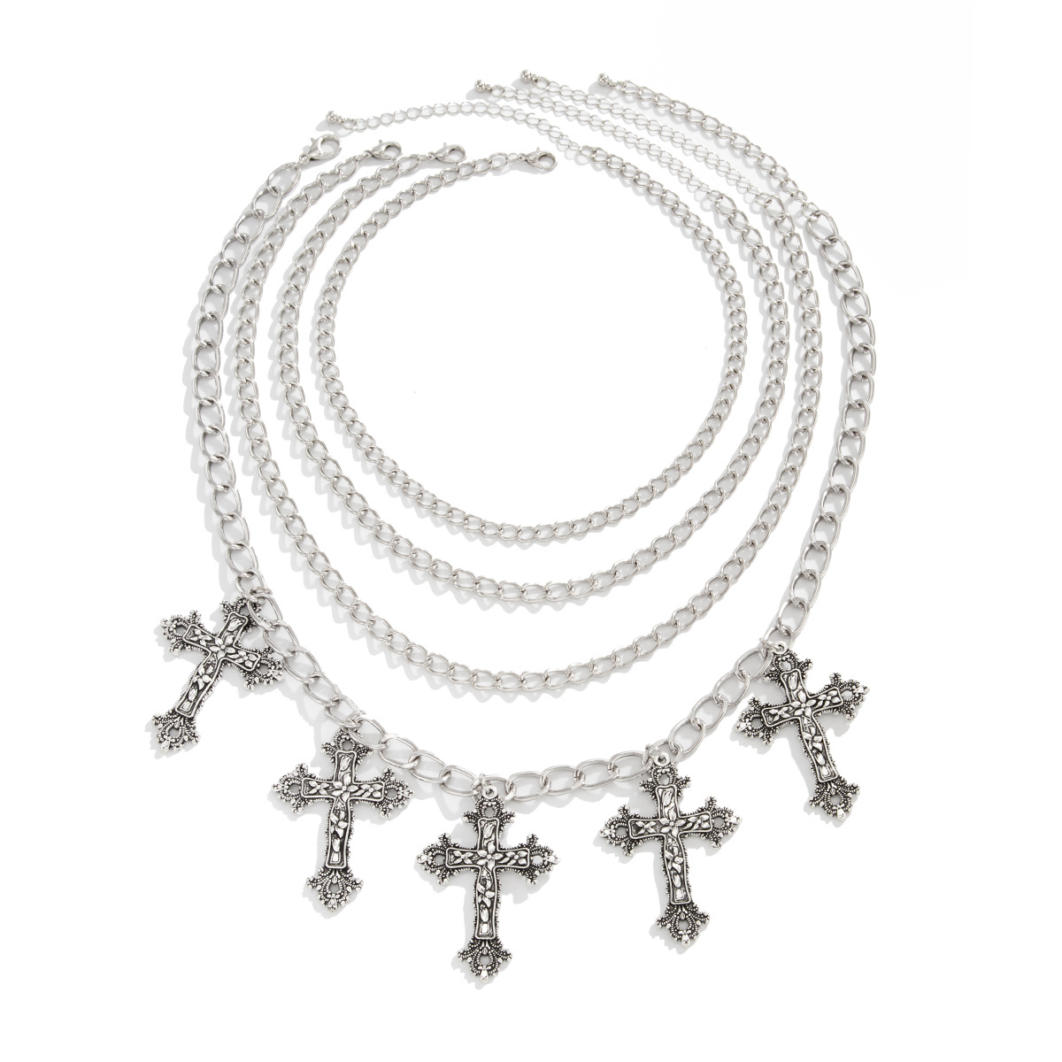 54g Weight Iron Pendant Material Layered Necklaces Classification Iron Chain Material 1 Piece Quantity Weekend Occasion Iron, Zinc alloy Material Cross Pattern Women's Gender Simple Style, Classic Style Style Dark Punk Cross Pendant Necklace Set For Women Exaggerated Stacking Cool Sweet Clavicle Chain Jewelry Geometric Pattern Alloy Zinc 52