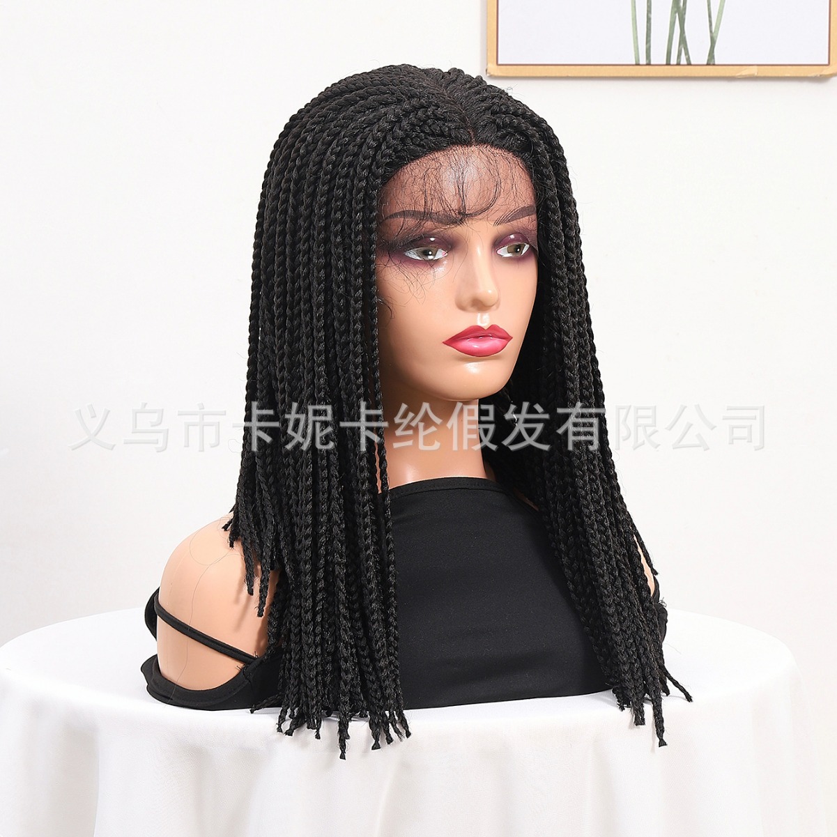 NEWLOOK nueva peluca corta de cola de caballo rizada negra transfronteriza europea y americana, casco de encaje de seda de cabello real