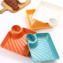 热卖饺子碟家用水饺盘 日式日料pp带醋碟寿司盘 点心盘小吃碟方盘