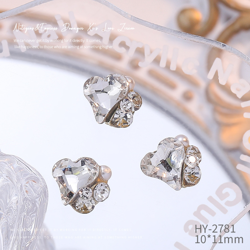 Celebridad en línea Maillard joyería de uñas de cristal pila diamante producto terminado flash torcido corazón grasa cuadrado hecho a mano perla joyería de uñas