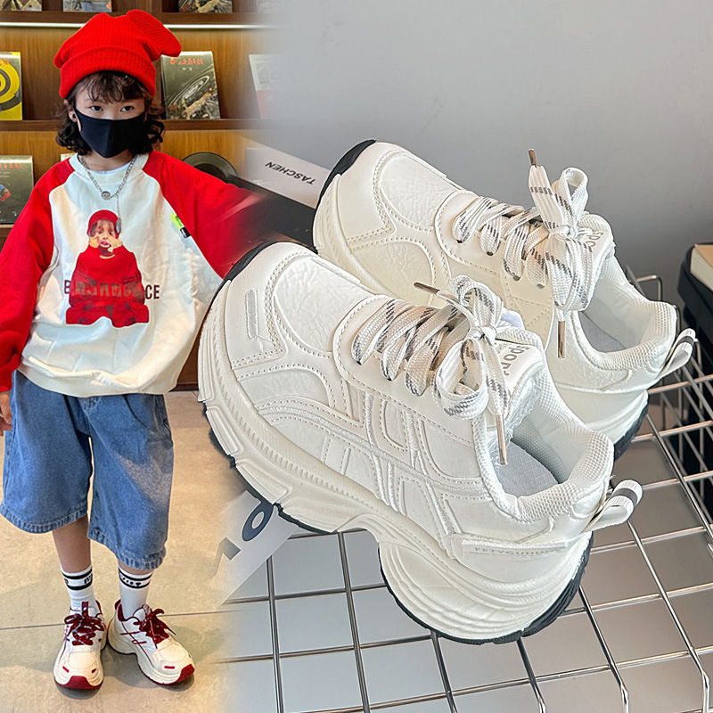 Zapatos deportivos para niños 2026 primavera y otoño nuevos zapatos de moda para niñas zapatos de papá variados zapatos blancos para niños zapatos casuales para niñas