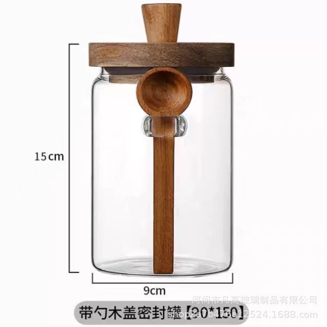 高硼硅玻璃密封罐五谷杂粮 咖啡豆收纳罐 带勺子调料罐玻璃储物罐|undefined
