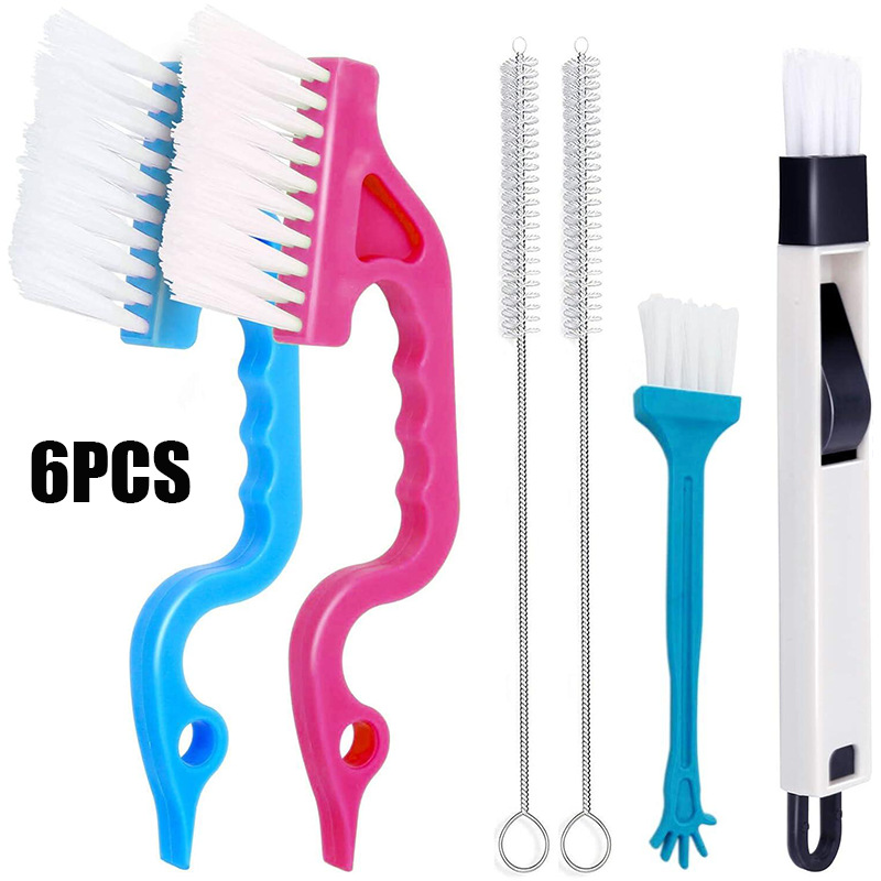 문 및 창 트랙 청소 브러시의 6 조각 세트