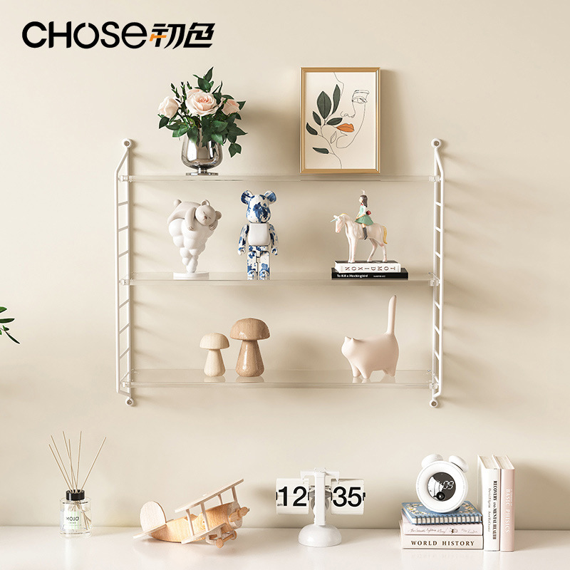 Estante de almacenamiento acrílico de estilo simple para montar en la pared, para sala de estar, dormitorio, estantería, estante para flores, estante de almacenamiento para cocina.