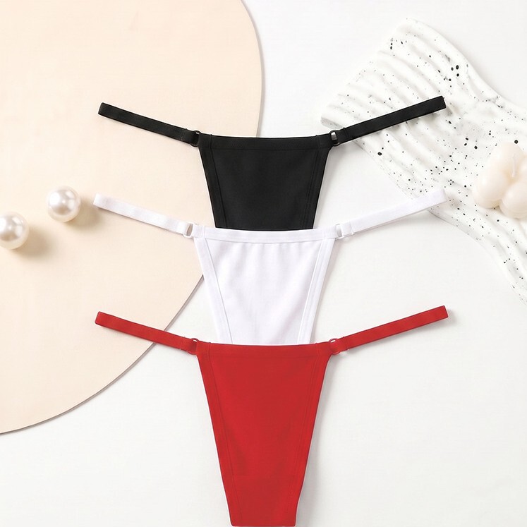 Cross-Border Plus-Size Adjustable Thong with Thin Straps, Black, Red, and White High-Elastic Cotton Sexy Lingerie Women's Base T-Pants Cross-Border Plus-Size Adjustable Thong with Thin Straps, Black, Red, and White High-Elastic Cotton Sexy Lingerie Women's Base T-Pants