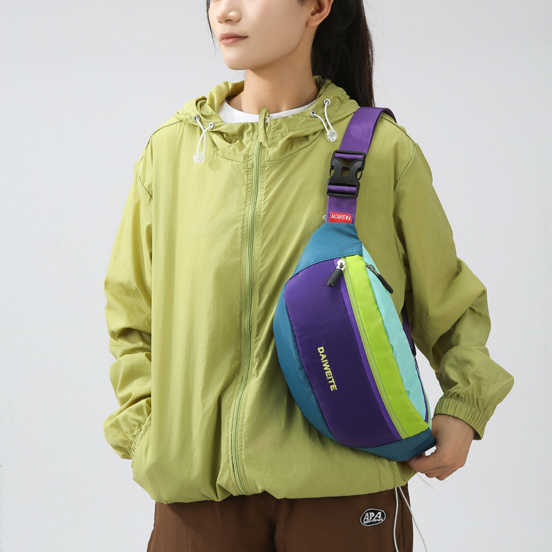 Cross-Border New Style Color-Blocking Sports Dopamine Outdoor Waist Bag Chest Bag Casual Simple Lightweight Portable Small Crossbody Bag Cross-Border New Style Color-Blocking Sports Dopamine Outdoor Waist Bag Chest Bag Casual Simple Lightweight Portable Small Crossbody Bag