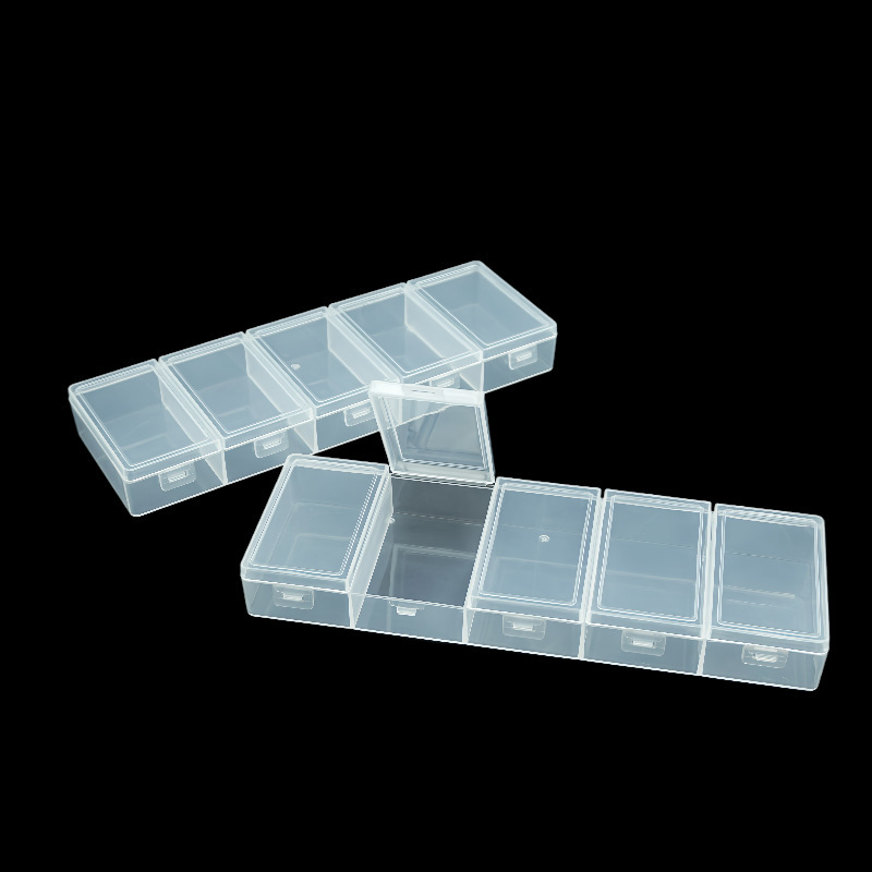 Transparent Row of 5-Grids Tool Pp Box Hardware Tool Sample Display Box Fishing Gear Jewelry Nail Art Classification Organization Box Transparent Row of 5-Grids Tool Pp Box Hardware Tool Sample Display Box Fishing Gear Jewelry Nail Art Classification Organization Box